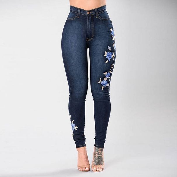 New Women's High Waist Embroidered Jeans Fashion Slim Stretch Denim Pencil Pants Street Trendy Trousers S-3XL_ecoleips.com