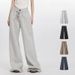 Women's Clothing Summer New Long Mopping Pants Sports Elastic Pants Wide Leg Straight Street Trousers_ecoleips.com