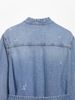 Distressed Denim Shirt Jacket For Women - Casual Oversized Button Down Top With Stylish Ripped Details (XS/S/M/L)_ecoleips.com