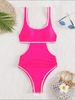 Women's Clothing Women's Sexy Solid Color One Piece Swimsuit Hollow Out Waist Design European And American For Formal & Casual For Women_ecoleips.com