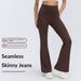 High Waisted, Slimming, Slightly Flared Yoga Pants For Women, Hip Lifting, Slimming, Stretchy, Suitable For Pilates Workouts, Fitness Pants D26017_ecoleips.com