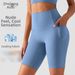 Women's Clothing High-Waisted Mini Shorts Yoga Sports Fitness Running Peach Hip Pockets No Awkward Lines Polyester_ecoleips.com