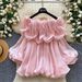 Women's Korean Style Off-Shoulder Blouse Ruffled Lantern Sleeves Chic Fashionable Versatile Spring Top_ecoleips.com