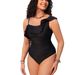 Shencai New Sexy One-Shoulder Lace Ruched One-Piece Swimsuit P2409_ecoleips.com