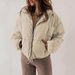 Women's Clothing High-Waisted Short Puffer Jacket With Stand Collar, Lightweight Quilted Polyester Coat, Loose Fit Casual Winter Outerwear_ecoleips.com
