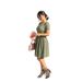 Large Size Women's Square Neck Dress, Fish Bone Waist Thin A Word Mm Large Size Thin Short Sleeve Long Dress_ecoleips.com
