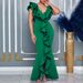 Women's Clothing Fashion Women's Summer Dress Solid Color V Neck Ruffled Split Fishtail Skirt Long Skirt_ecoleips.com