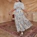 Vintage Floral Print V-Neck High Waist Ruffle Sleeve Midi Dress – A-Line Elegant Office & Party Long Dress For Women (Plus Size 0XL-4XL)"_ecoleips.com