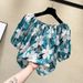 Women's Clothing Women's Floral Print Off-Shoulder Top Loose Fit Short Sleeve Fashionable And Chic Summer Style_ecoleips.com