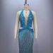 Women's Clothing New Halter Neck Deep V Neck Waist Hollow High Waist Sexy Slimming Party Stage Host Evening Dress_ecoleips.com