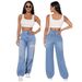 Amazon's European And American Style Cross-border Bestseller: Women's Light Blue High-waisted Ripped Wide-leg Straight_ecoleips.com