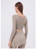 K Fake Two-piece Mesh Sports T-shirt For Women With Long Sleeves And A Chest Pad, Yoga Outfit, Crop Top, Quick-drying, Slim Fitness Clothing._ecoleips.com
