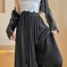 Suitable For All Seasons National Style Cotton Linen New Elastic High Waist Draped Casual Design Sense Niche Long Elegant Flowing Pants Skirt For_ecoleips.com