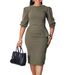 Women’s Clothing Summer New Round Neck Pleated Temperament Fashion OL Tongle Pencil Skirt_ecoleips.com