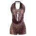 Sexy Deep V Neck Halter Backless Tie-Up Jumpsuit Romper Set For Women, Sleeveless Shorts Outfit Versatile & Breathable_ecoleips.com