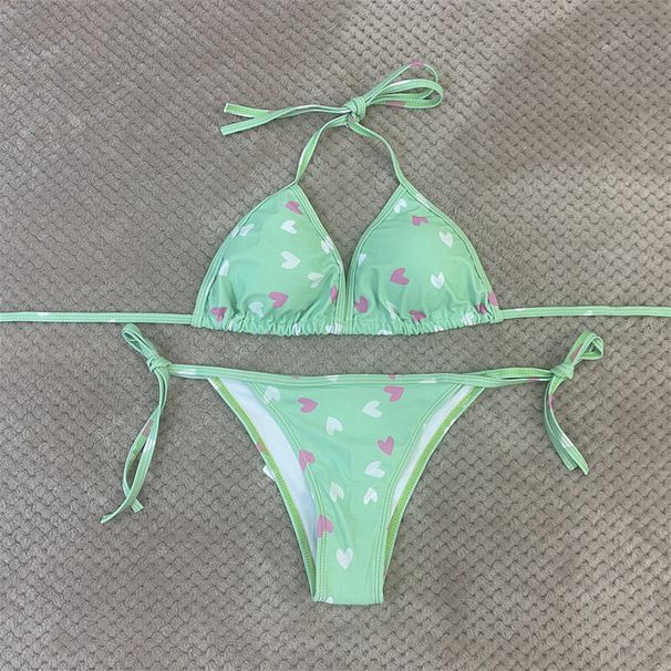 2026 Women's Swimsuit Fashion Silk Star Same Style Seaside Pool Printed High Waist Strap Bikini_ecoleips.com