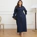 Winter Washed Denim Dress For Women Large Size Collared Open Front Fashion Plus Size Clothes_ecoleips.com