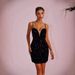 Cross-Border European And American Style New Sexy Strap Evening Shiny Patchwork See-Through Slim Fit Slit Banquet Tube_ecoleips.com