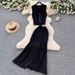 Sleeveless Crop Top & Pleated Skirt Set – Lightweight Polyester Summer Outfit For Women, Breathable Office & Casual Wear (Green/Blue/White/Black)_ecoleips.com