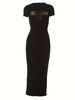 Women's Clothing Elegant Casual Long Dress Slim Fit Round Neck Short Sleeve Women's Spring Summer Clothing_ecoleips.com