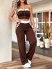 Women's Summer Fashion Two Piece Set Color Block Tube Top with Elastic Waist & Pocket Trousers Sleeveless Independent Website Exclusive_ecoleips.com