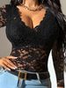 Women's Sexy Lace Top Solid Color Long Sleeve Casual Fashion Blouse For Office And Party Elegant England Style_ecoleips.com