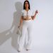 Women's Clothing Short Sleeved Short Top With Slim Fitting Flared Trousers Fashionable Two Piece Suit For Women_ecoleips.com