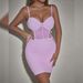 Cross-border Sexy And Hot Hollowed-out Cross-tie Underwire Fishbone Slim-fit Ruched Bodycon Dress A1195_ecoleips.com