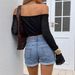 Women's High-Waisted Distressed Denim Shorts – Retro Raw Hem & Rolled Cuff (S-Xl, Light Blue, 90% Cotton)_ecoleips.com