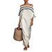 Women's Off-Shoulder Linen Dress Casual Long Striped Loose Fit Summer European And American Style_ecoleips.com