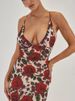 Mozision Spaghetti Strap Backless Print Dress For Women Fashion Deep V Neck Sleeveless Lace Up Bodycon Printed Sexy Long Dress_ecoleips.com