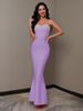 Verve New Pink Strapless Beaded Long Bandage For Women Solid Color Party Evening Dress_ecoleips.com