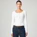 2025 New Fashionable Women's Solid Color Knit Sweater With Buttoned Ribbed Round Neck, Versatile Long-Sleeve Top For_ecoleips.com