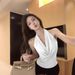 Elegant Blue Halter Neck Women's Camisole Sexy Slim Fit Sleeveless Backless Top for Summer Wear Alone_ecoleips.com