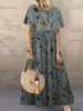 2024 New Retro Floral Print Dress, Short Sleeve, Round Neck, New_ecoleips.com