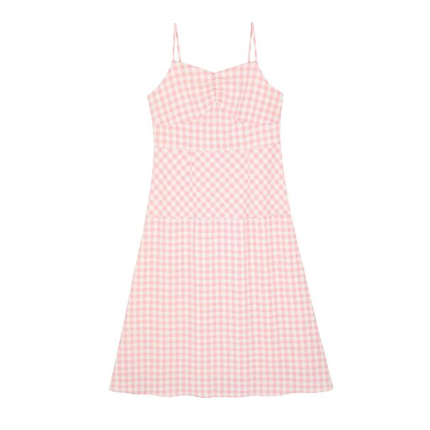 Plus Size Wrap Dress With Ruffles Plaid Print High Waist Slimming Spaghetti Strap Dress For Curvy Women Chic A-Line Dress_ecoleips.com