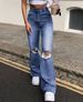 Women's Clothing Ripped Slim Fit Flared Jeans_ecoleips.com