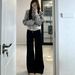 Women's Winter Flared Jeans - Warm Fleece-Lined Straight Leg Black Denim Pants For Everyday Comfort_ecoleips.com