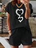 Women’s 2 Piece Outfit Set – Oversized Graphic T-Shirt And Biker Shorts Matching Set, Casual Summer Lounge Tracksuit For Daily Wear-293_ecoleips.com