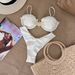 Women's Sexy Solid Color Bikini Push Up Swimwear European American Style Underwire Cross Two Piece_ecoleips.com