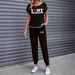 Women's Color Block Trim Casual Suit Simple Loose Fit Short Sleeve Style For Spring Summer Autumn_ecoleips.com