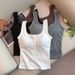 Women's Solid Color Padded Vest One Piece Support Sleeveless Tank Top Beautiful Back Design Summer Outerwear Undershirt_ecoleips.com
