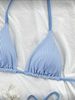 Women's Clothing New Blue White Striped Two Piece Bikini Halter Neck Tie Swimsuit For Women_ecoleips.com