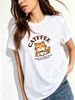 Women Crew Neck Short Sleeve T Shirt Catffee Cat Coffee Slogan Graphic Tee Cute Animal Loose Casual Daily Streetwear Tops_ecoleips.com