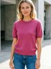 Lightweight Airy Solid Crew Neck Loose Short Sleeve Knit Tee_ecoleips.com