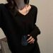 Aria Basics Aria Basics Autumn And Winter V-neck 100% Wool Sweater, Long-sleeved Pullover For Women, Solid Color Cashmere Slim-fit Knitted Base_ecoleips.com