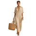 Women's Striped Button Down Shirt Maxi Dress – Loose Fit Casual Beach Resort Gown For Summer 2026_ecoleips.com
