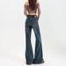 Retro High-waisted Stretchy Micro-flare Jeans For Women, 2025 New Slim-fit, Non-clingy, Slimming, Floor-length Bootcut_ecoleips.com