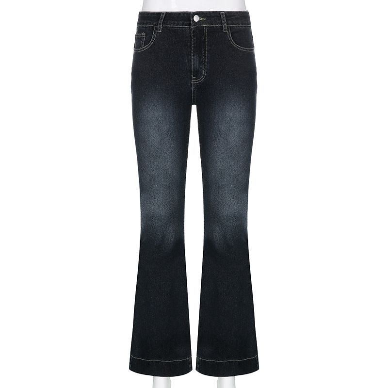 K New Women's Straight Leg Micro Flared Jeans With Street Style, Spicy Girl, Low Waist, Floor Length Pants, Long Pants_ecoleips.com