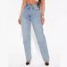 Women's Clothing Oblique Waist Retro Heavy Washing Straight Denim Trousers_ecoleips.com
